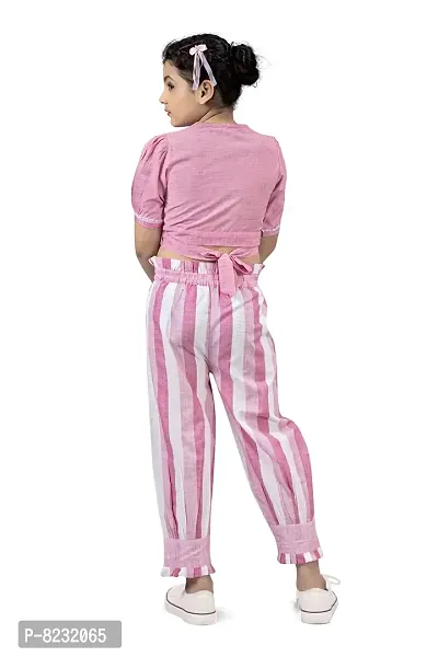 Fashion Dream Girls Stripe Shawl Neck Fusion Wear Top  Pant-thumb2