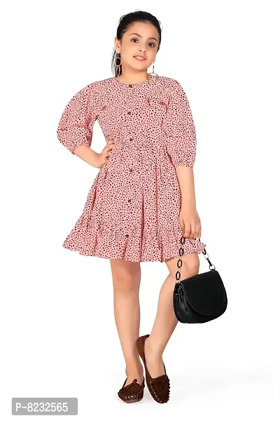 Fashion Dream Girl?۪s Peach Polyester Blend Above Knee Length Dresses-thumb0