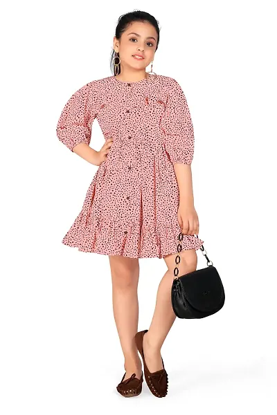 Fashion Dream Girl Polyester Blend Above Knee Length Ruffle Dresses