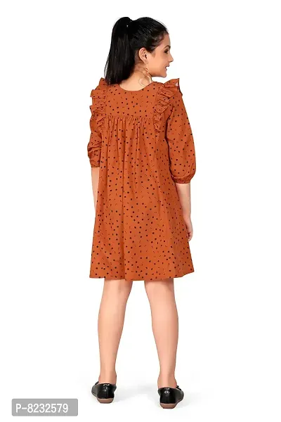 Fashion Dream Girl?۪s Rust Polyester Blend Above Knee Length Flared Dresses-thumb2