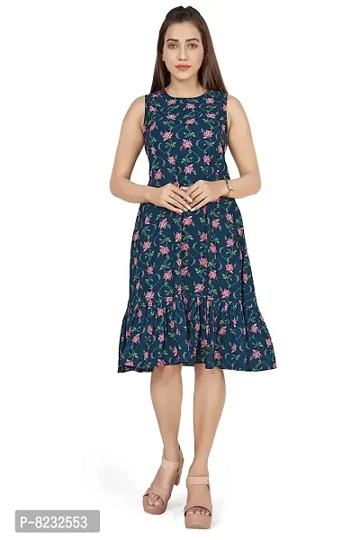 Fashion Dream Women?۪s BSY Polyester Navy Blue Floral Print Dresses