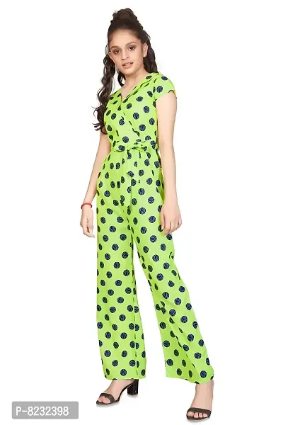 Fashion Dream Girlrsquo;s Lime Polka Printed Long Jumpsuit (Lime_5-6 Year)-thumb3