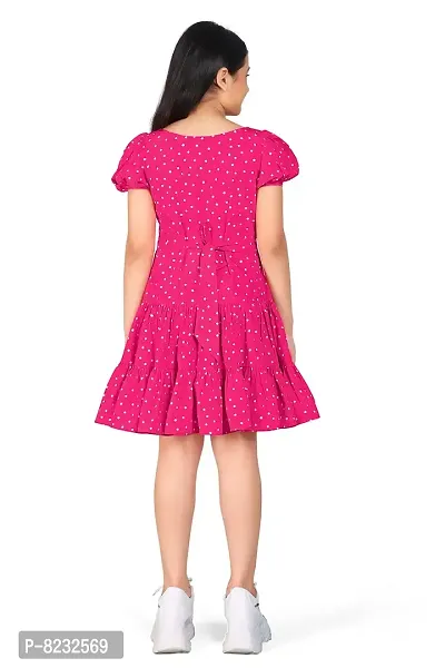 Fashion Dream Girl?۪s Pink Polyester Blend Above Knee Length Ruffle Dresses-thumb2