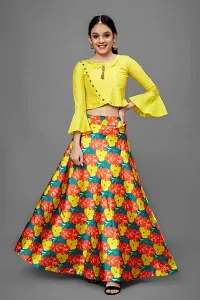 Girls Ethnic Wear Floral Printed Designer Readymade Lehenga Choli Set-thumb1