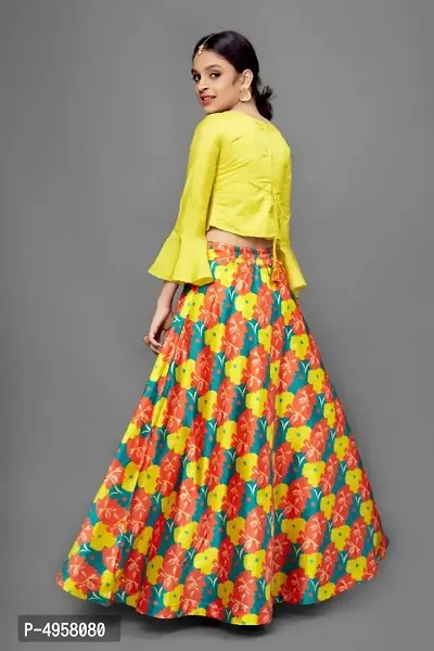 Girls Ethnic Wear Floral Printed Designer Readymade Lehenga Choli Set-thumb3