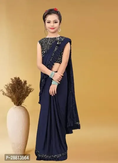 Classic Polycotton Solid Saree for Kid