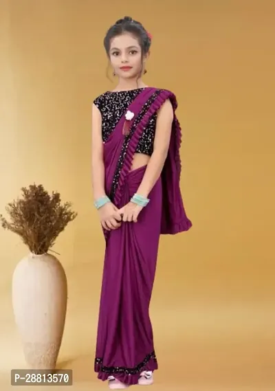 Classic Polycotton Solid Saree for Kid-thumb0