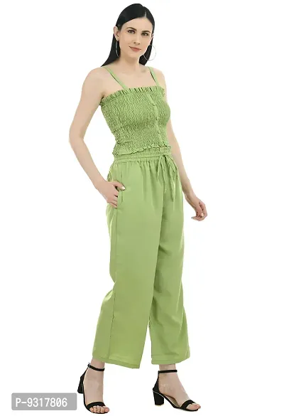P.C Perry Collection Women Fashionable Stylish Crop top and Plazzo Set + ADS KAJAL Free - Green-thumb5