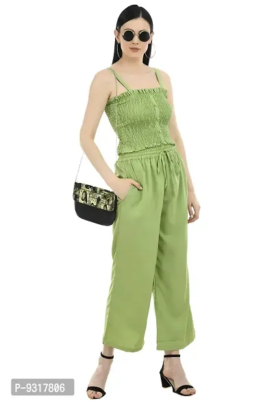 P.C Perry Collection Women Fashionable Stylish Crop top and Plazzo Set + ADS KAJAL Free - Green-thumb2