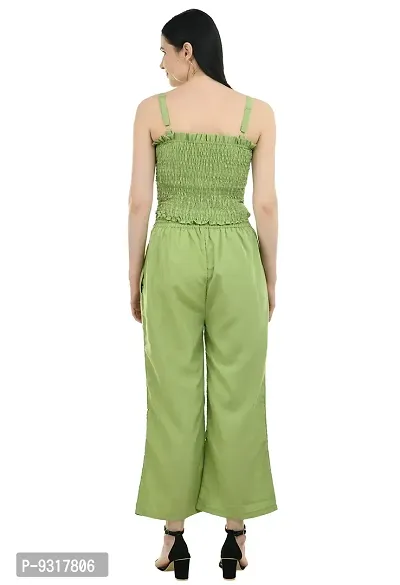 P.C Perry Collection Women Fashionable Stylish Crop top and Plazzo Set + ADS KAJAL Free - Green-thumb3
