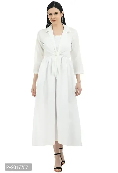 P.C Perry Collection WOM Stylish Ankle Length Long Casual Dress with White Shrug+ADS Kajal Free-thumb0