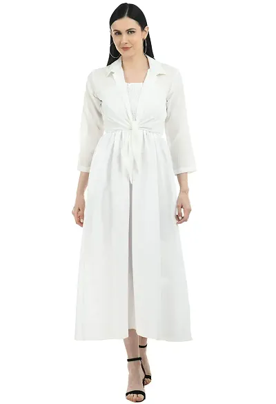 P.C Perry Collection WOM Stylish Ankle Length Long Casual Dress with White Shrug+ADS Kajal Free