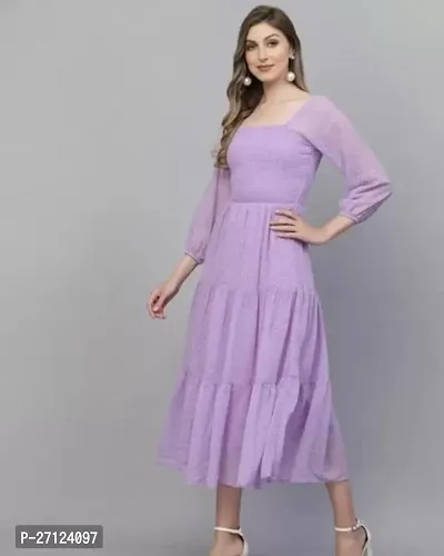 Fancy Georgette Solid Dress For Women-thumb0