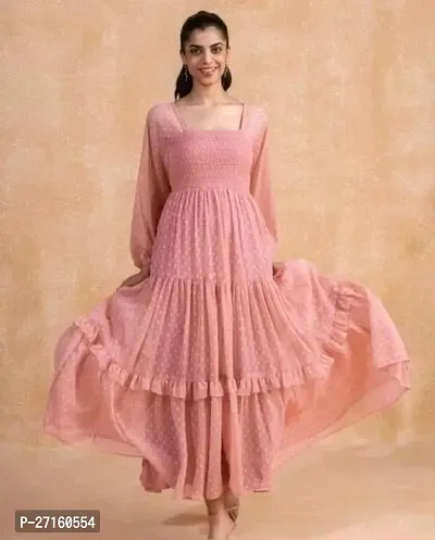Fancy American Crepe Dress Solid For Women-thumb0