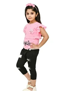 Girls Pink Top  Black Pant  Party Wear Set-thumb1