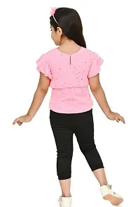 Girls Pink Top  Black Pant  Party Wear Set-thumb3