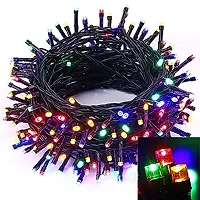 14 METER BLACK MULTI  Wire Long with 6 Color Frosted LEDs 40% More Brighter with Multi Pattern Operation Button Changer-thumb1