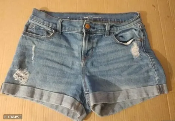 Stylish Fancy Denim Shorts For Girls-thumb0