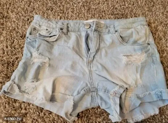 Stylish Fancy Denim Shorts For Girls-thumb0