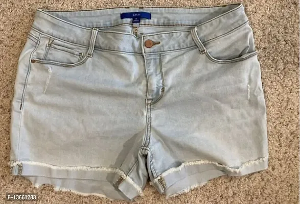 Stylish Fancy Denim Shorts For Girls-thumb0