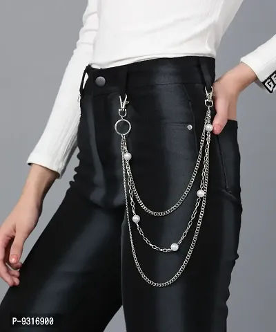 Its 4 You Jean Chain With White Pearl Pants Chain Trouser Hip Hop Chain