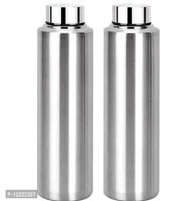 Classic Stainless Steel Water Bottle, Fridge Water Bottle Set 1000ml Pack of 2-thumb0