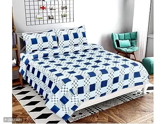 Comfortable Cotton Double Bedsheet with Two Pillow Covers-thumb0