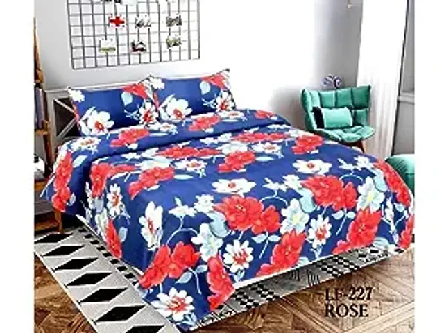 Vaastu Furnishings 144 TC Polycotton 3D Printed Double Bedsheet with 2 Pillow Covers (Multicolour, Size 87 x 87 Inch)