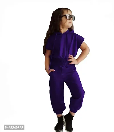 Fabulous Purple Cotton Solid Top With Pyjama For Girls-thumb0