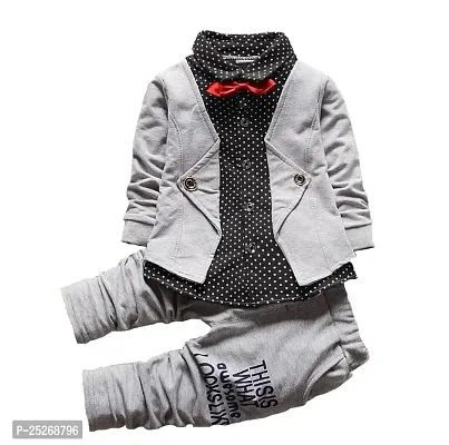 Fabulous Greys Cotton Solid Jacket with Trousers For Boys-thumb0