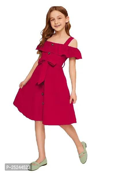 Fabulous Red Cotton Solid Frock Dress For Girls