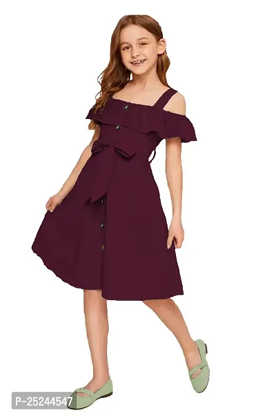 Fabulous Maroon Cotton Solid Frock Dress For Girls