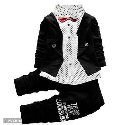 Stylish Boys Printed Hosiery Cotton Long Sleeve Shirt Trouser and Blazer