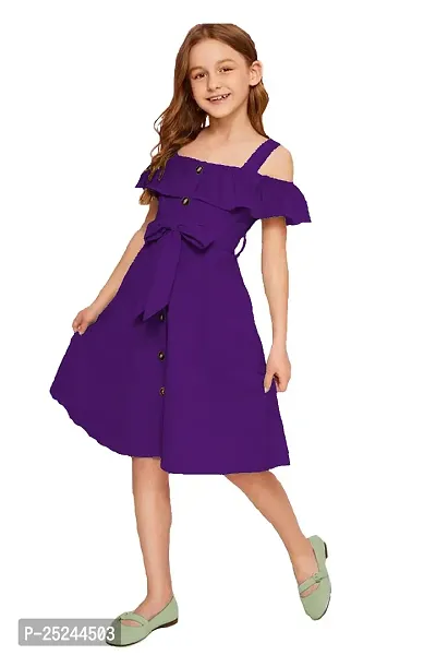 Fabulous Purple Cotton Solid Frock Dress For Girls