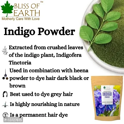 Bliss of Earth 453GM Organic Indigo Powder For Hair Black Organic Hair Dye-thumb3