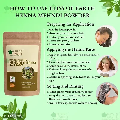 Bliss of Earth 100% Pure  Natural Henna Powder | 100GM | Natural Hair Color |Shiny Hair | Mehandi Powder-thumb5