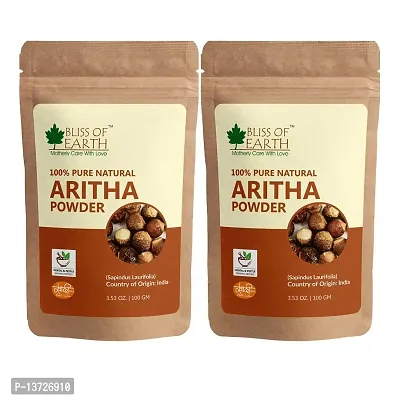 Bliss of Earth? 100% Pure Reetha Powder | 2x100GM | Aritha Powder |Natural  Chemically Free Hair Cleanser | Gorgeous  Silky Hair |