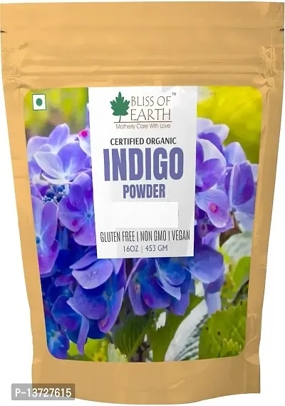 Bliss of Earth 453GM Organic Indigo Powder For Hair Black Organic Hair Dye