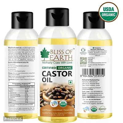 Bliss of Earth Certified Organic Castor Oil for Hair Growth,Smooth Skin, 100ML-thumb2