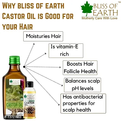 Bliss of Earth Certified Organic Castor Oil for Hair Growth,Smooth Skin, 3x100ML-thumb3