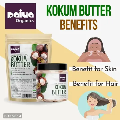 Paiya Organics 100% Pure Natural Kokum Butter Raw | Unrefined | Indian Great For Moisturized Skin,Nourishing Hair, Stretch Mark, Sunburn,DIY Product 100gm Comes in Handy Jarhellip;-thumb2