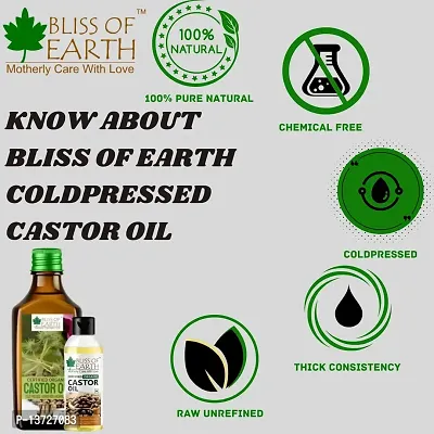 Bliss of Earth Certified Organic Castor Oil for Hair Growth,Smooth Skin, 3x100ML-thumb2