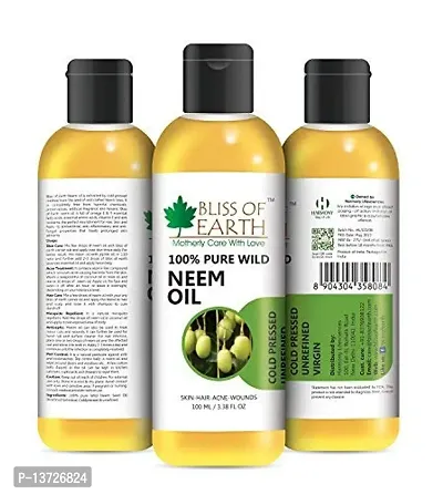 Bliss of Earth 100% Pure Wild Crafted Neem Oil 2x(100ml) | Coldpressed, Unrefined | Great for Haircare, Skincare, Natural Bug Repellent (Pack of 2)-thumb3