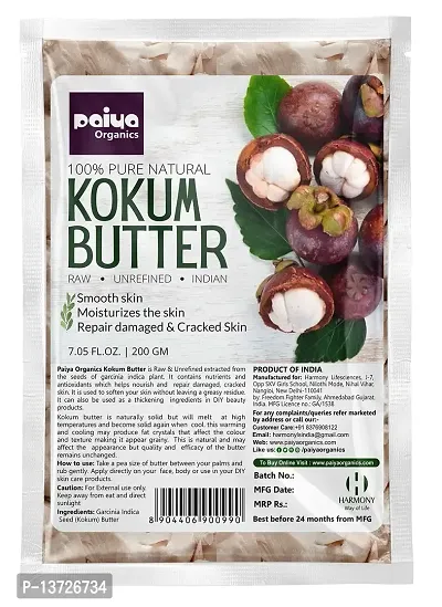 Paiya Organics 100% Pure Natural Kokum Butter Raw | Unrefined | Indian Great For Moisturized Skin,Nourishing Hair, Stretch Mark, Sunburn,DIY Product 100gm Comes in Handy Jarhellip;