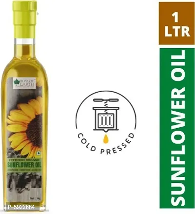 Bliss of Earth 1 ltr Certified Organic Sunflower Oil For Cooking, Cold Pressed & Hexane Free Sunflower Oil Plastic Bottle  (1000 ml)-thumb0