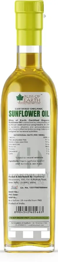 Bliss of Earth 1 ltr Certified Organic Sunflower Oil For Cooking, Cold Pressed & Hexane Free Sunflower Oil Plastic Bottle  (1000 ml)-thumb1