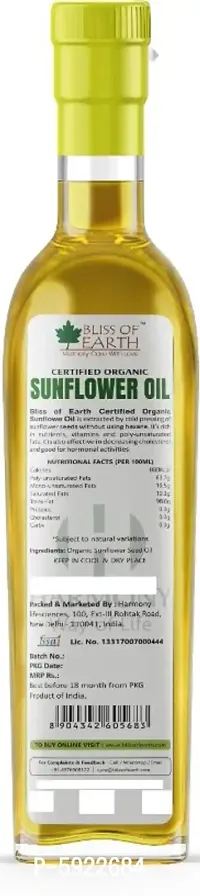Bliss of Earth 1 ltr Certified Organic Sunflower Oil For Cooking, Cold Pressed & Hexane Free Sunflower Oil Plastic Bottle  (1000 ml)-thumb2