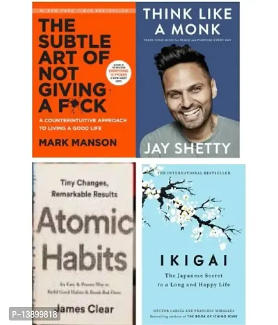 Books Combo (Ikigai, Think Like A Monk, Atomic Habits The Subtle Art Of Not Giving )-thumb0