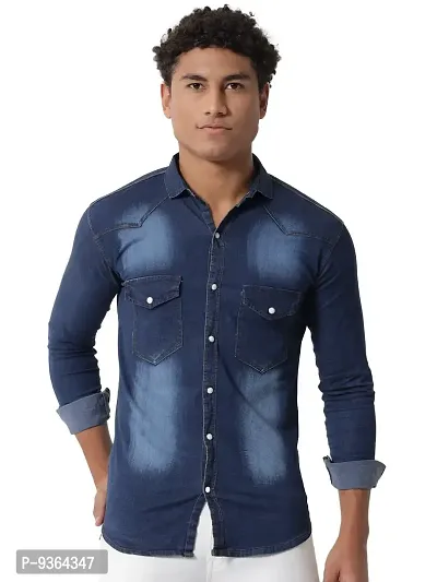 Buy Prototype Men Blue Solid Denim Casual Shirt (L) Online at Best Prices  in India - JioMart.