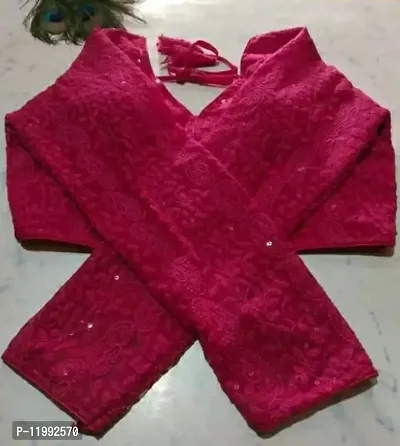 Trendy Cambric Cotton Chikankari Full Sleeve Blouse-thumb0